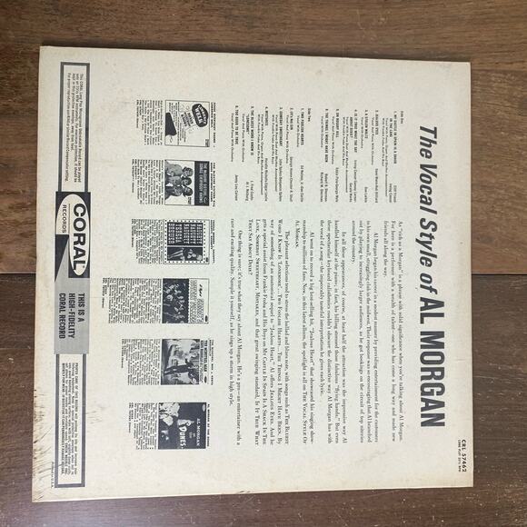 The Vocal Style Of Al Morgan 1965 Coral‎ Records LP Vinyl Record - Picture 2 of 6